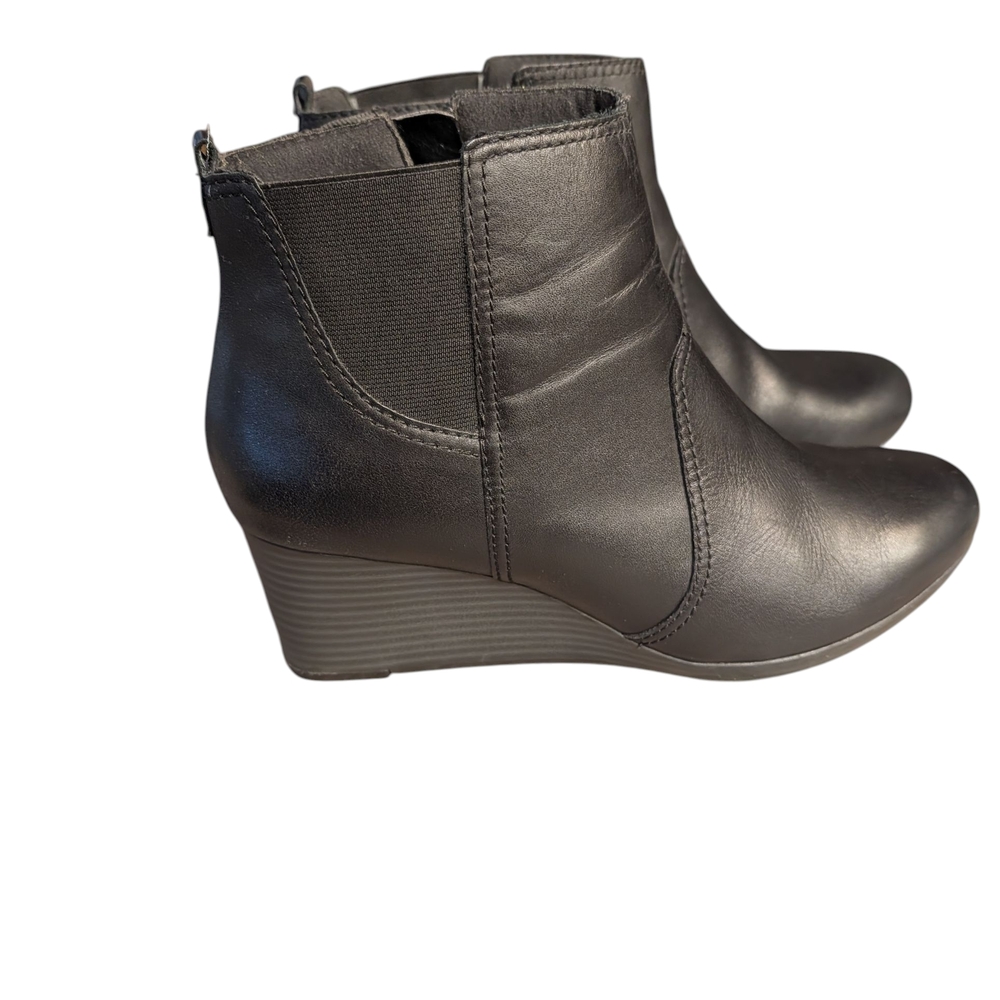 Clarks Black Ankle Boots with Wedge